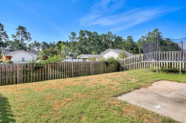 view of yard featuring a patio and a trampoline