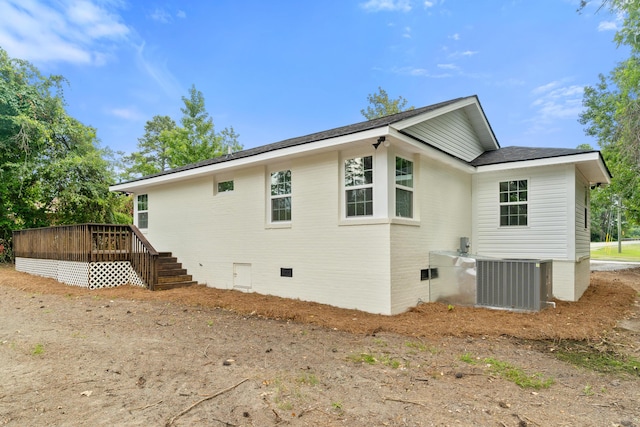 411 Warren Rd, Augusta, GA 30907 - rear view of house with crawl space, a wooden deck, and brick siding