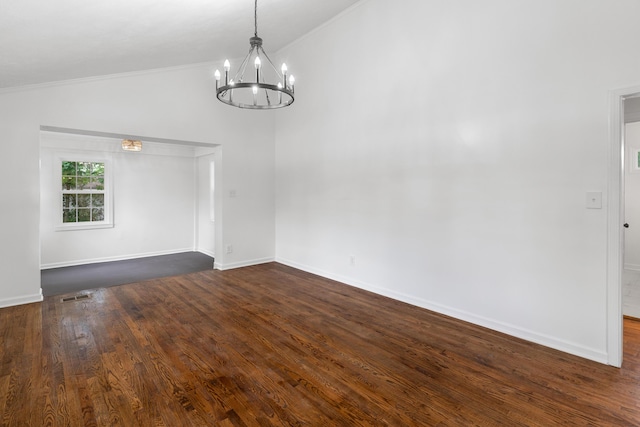 411 Warren Rd, Augusta, GA 30907 - spare room featuring a chandelier, ornamental molding, and dark wood finished floors