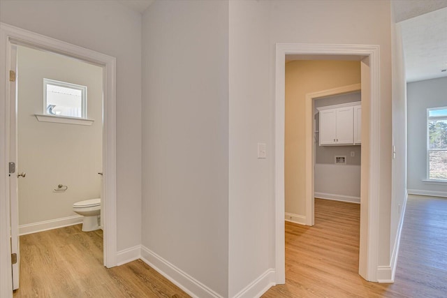 hall with light hardwood / wood-style flooring