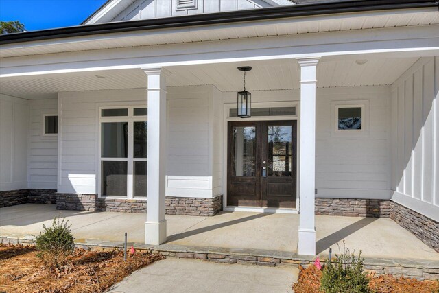 property entrance with french doors