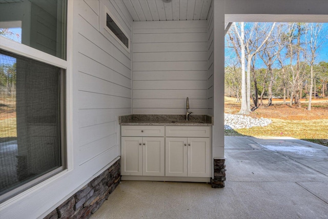 view of patio featuring sink