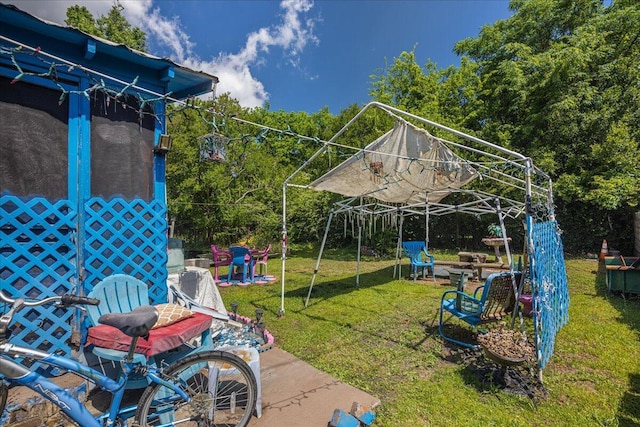 view of yard with a gazebo