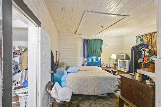 bedroom featuring wooden ceiling