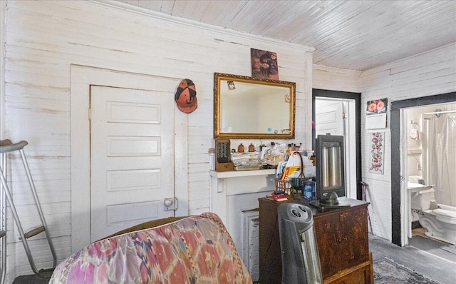 interior space with wood walls