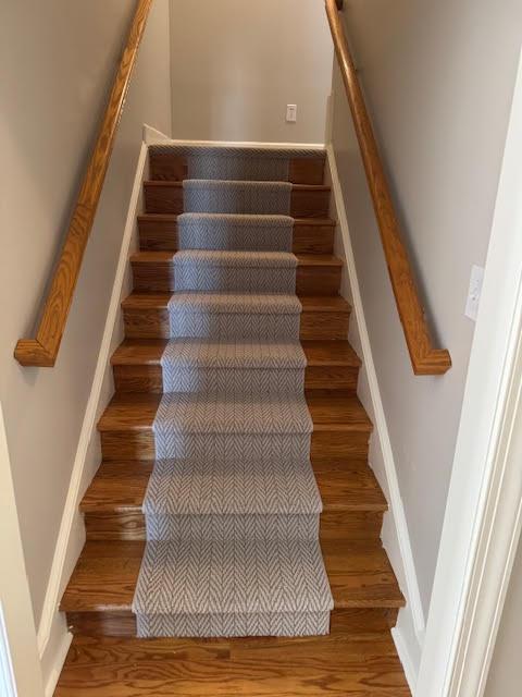 staircase with wood-type flooring