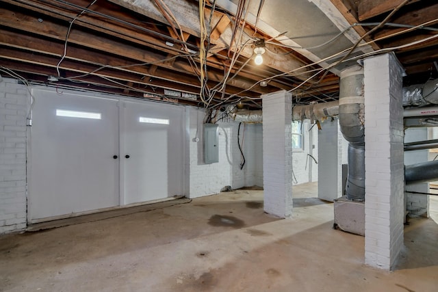 basement with electric panel