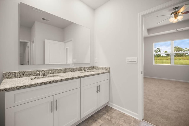 1253 Birch Cir, Grovetown, GA 30813 - bathroom featuring double vanity, baseboards, and ceiling fan