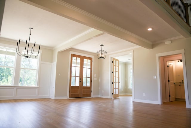 3540 Mistletoe Rd, Appling, GA 30802 - interior space with a wealth of natural light, french doors, a chandelier, and wood finished floors