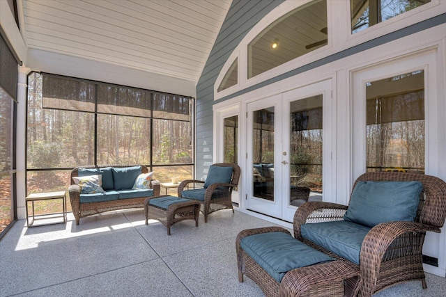 118 Bereau Dr, Mccormick, SC 29835 - sunroom featuring lofted ceiling, plenty of natural light, and french doors