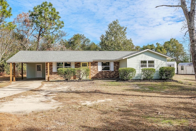 ranch-style home with a carport