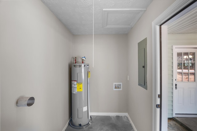 utility room featuring electric water heater and electric panel