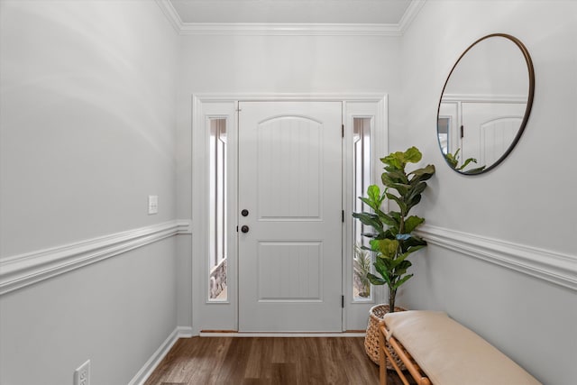 4894 Fairmont Dr, Graniteville, SC 29829 - entryway with dark wood-style floors and crown molding