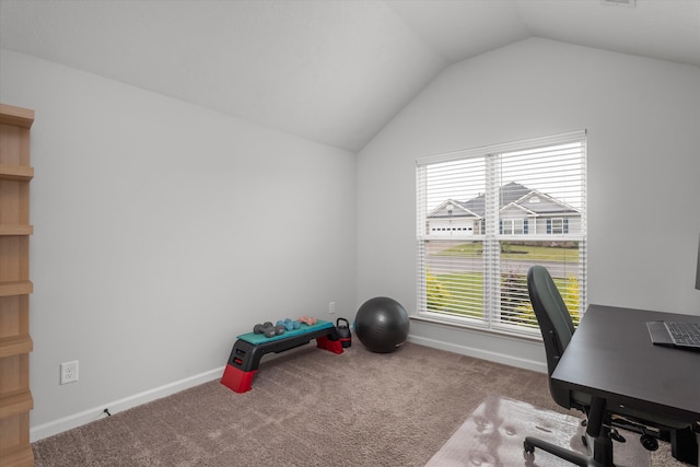 4894 Fairmont Dr, Graniteville, SC 29829 - carpeted office space featuring vaulted ceiling and baseboards