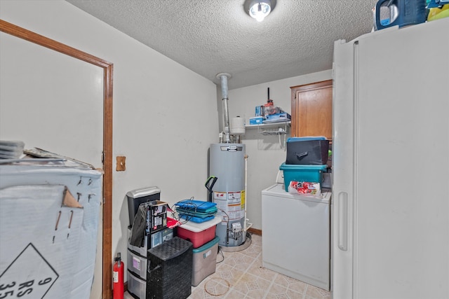 464 Rachel Dr, Evans, GA 30809 - laundry room featuring gas water heater, a textured ceiling, and light tile patterned floors
