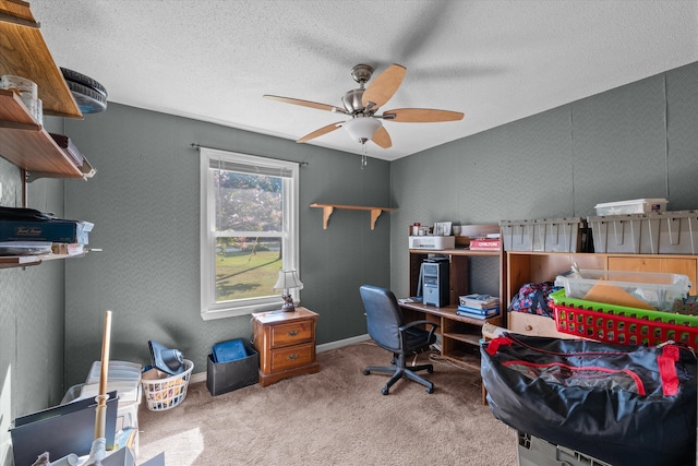 464 Rachel Dr, Evans, GA 30809 - office space featuring ceiling fan, carpet floors, and a textured ceiling