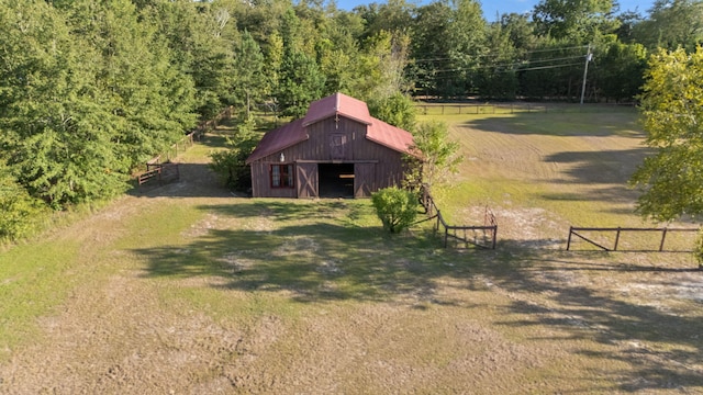 aerial view featuring a rural view