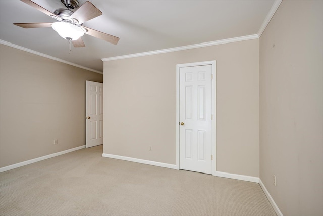 615 Stevens Xing, Augusta, GA 30907 - unfurnished bedroom with crown molding, light carpet, and a ceiling fan