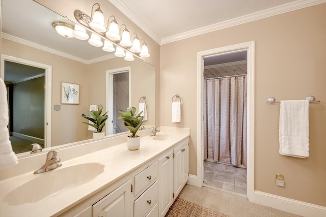 615 Stevens Xing, Augusta, GA 30907 - full bathroom featuring double vanity and ornamental molding