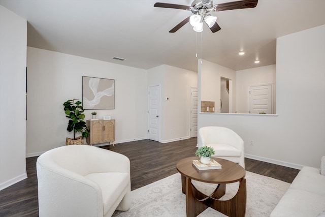 2178 River Park Ct, Augusta, GA 30907 - living area featuring a ceiling fan, wood finished floors, and recessed lighting