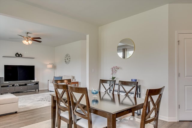 427 Roebuck Pass, Grovetown, GA 30813 - dining room with light wood-type flooring, ceiling fan, and baseboards