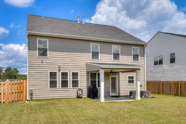 427 Roebuck Pass, Grovetown, GA 30813 - back of house featuring a ceiling fan, a patio, central AC, and a shingled roof