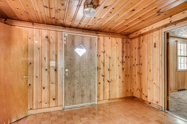 2514 Lumpkin Rd, Augusta, GA 30906 - unfurnished room featuring wood walls, visible vents, baseboards, and wood ceiling