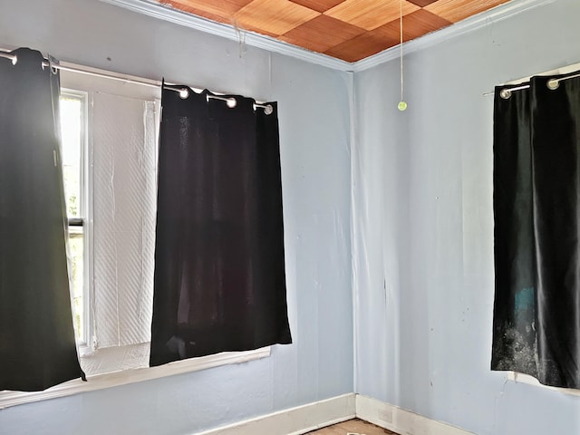 empty room with wooden ceiling