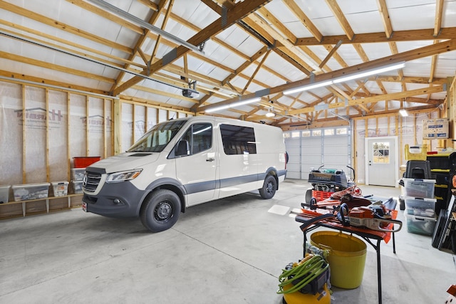 garage with a garage door opener