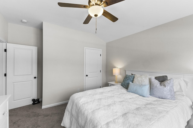 4136 Buffalo Trl, Evans, GA 30809 - bedroom with carpet flooring, vaulted ceiling, and a ceiling fan