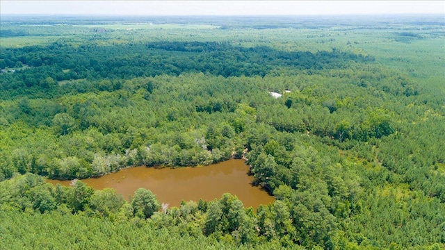 birds eye view of property with a water view and a view of trees