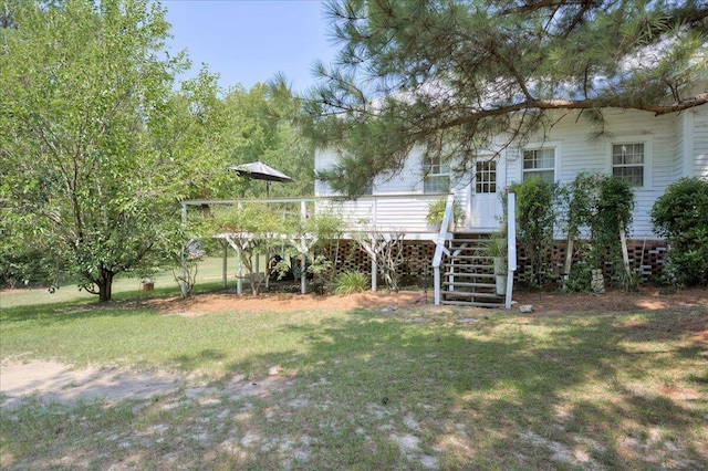 view of yard with stairway