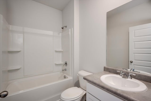 full bathroom featuring vanity, toilet, and bathtub / shower combination