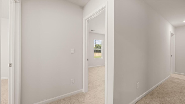 corridor with light colored carpet