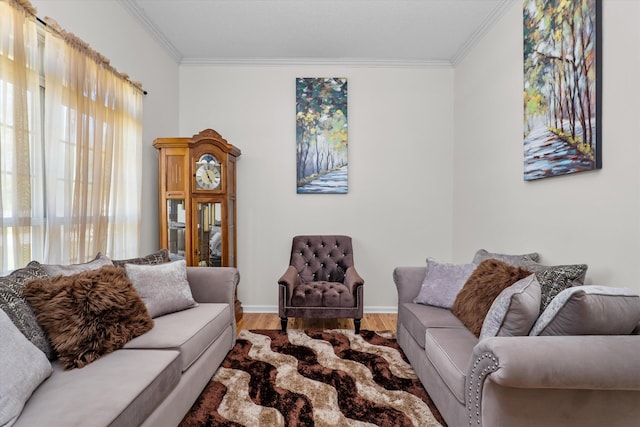2795 Davis Mill Rd, Hephzibah, GA 30815 - living area featuring baseboards, ornamental molding, and wood finished floors