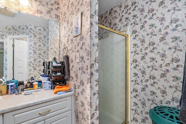 2795 Davis Mill Rd, Hephzibah, GA 30815 - full bath with a shower stall, vanity, and wallpapered walls