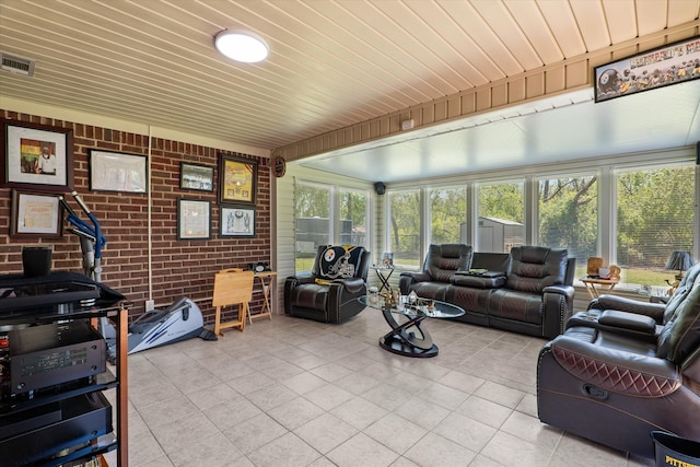 2795 Davis Mill Rd, Hephzibah, GA 30815 - sunroom with wooden ceiling, tile patterned floors, and visible vents