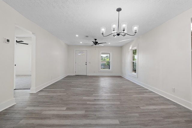 5 Elm St, Beech Island, SC 29841 - unfurnished room with a chandelier, ceiling fan, recessed lighting, wood finished floors, and a textured ceiling