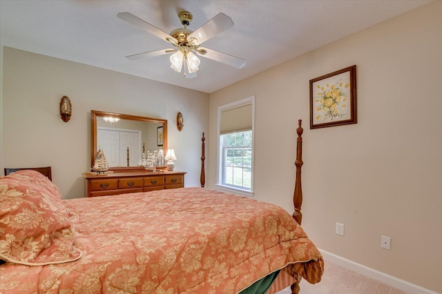 bedroom with carpet and ceiling fan