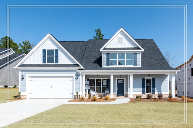 view of front of house featuring a porch and a front yard