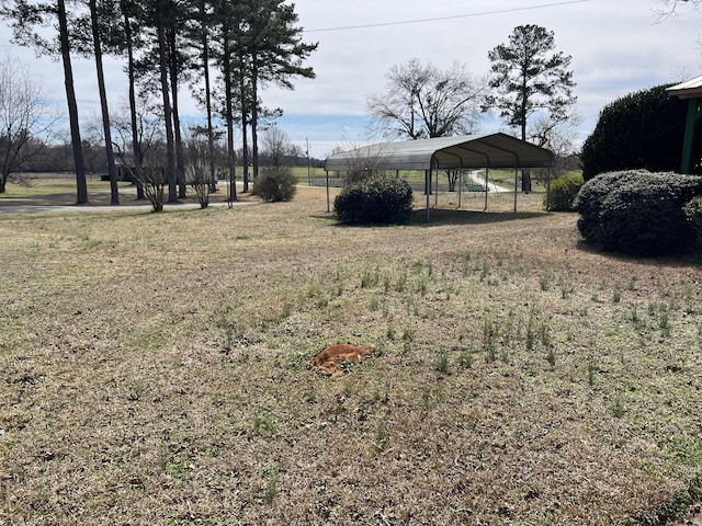 view of yard featuring a carport