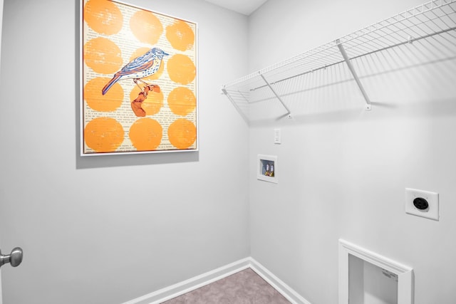 laundry room featuring washer hookup and hookup for an electric dryer