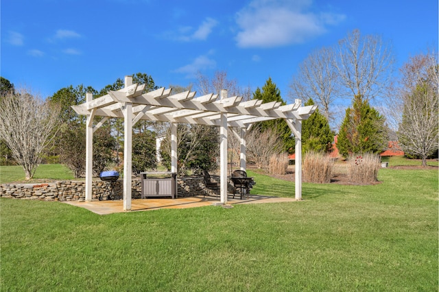 view of yard featuring a patio and a pergola