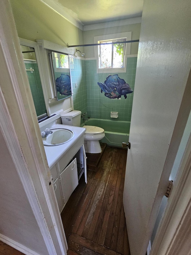 109 E E Walker St, Augusta, GA 30901 - full bathroom with vanity, hardwood / wood-style floors, and  shower combination