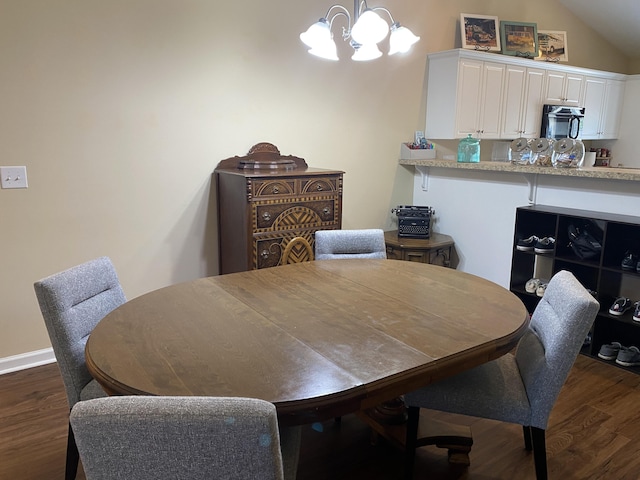 1908 Aspen Green Way, Augusta, GA 30909 - dining space with dark wood-type flooring, a chandelier, and lofted ceiling