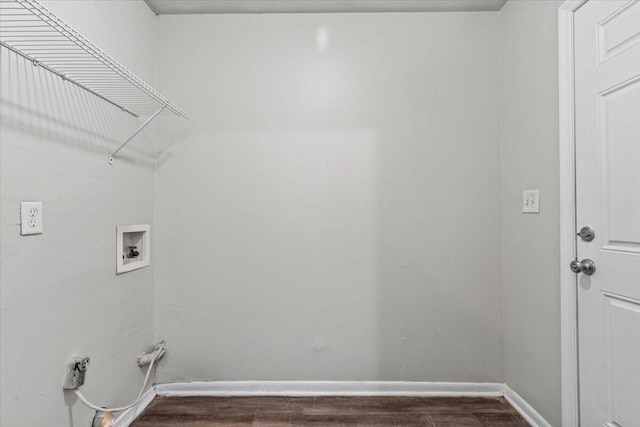 washroom featuring hookup for a washing machine and wood-type flooring