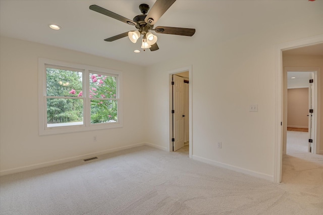 301 Misty Cv, Mccormick, SC 29835 - unfurnished bedroom featuring light carpet, recessed lighting, and a ceiling fan