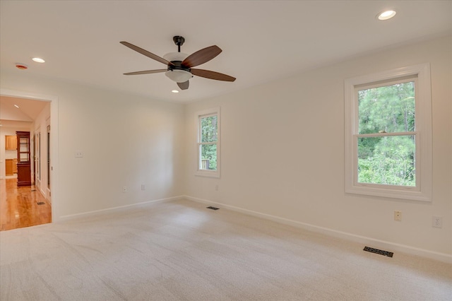 301 Misty Cv, Mccormick, SC 29835 - spare room with recessed lighting, a ceiling fan, and light colored carpet