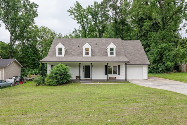 221 Creek View Cir, Martinez, GA 30907 - cape cod-style house featuring concrete driveway, an attached garage, a porch, and a front yard