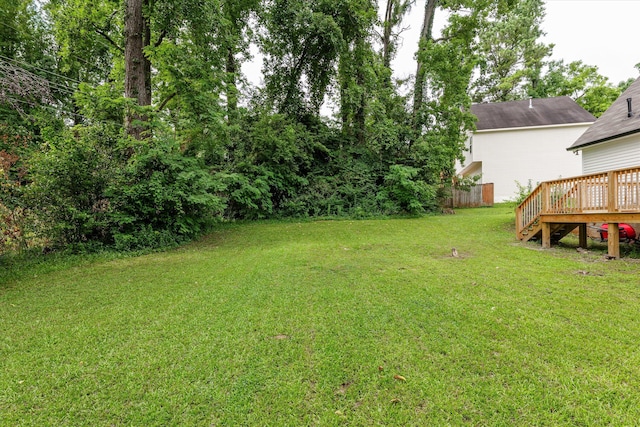 221 Creek View Cir, Martinez, GA 30907 - view of grassy yard featuring a deck and stairs
